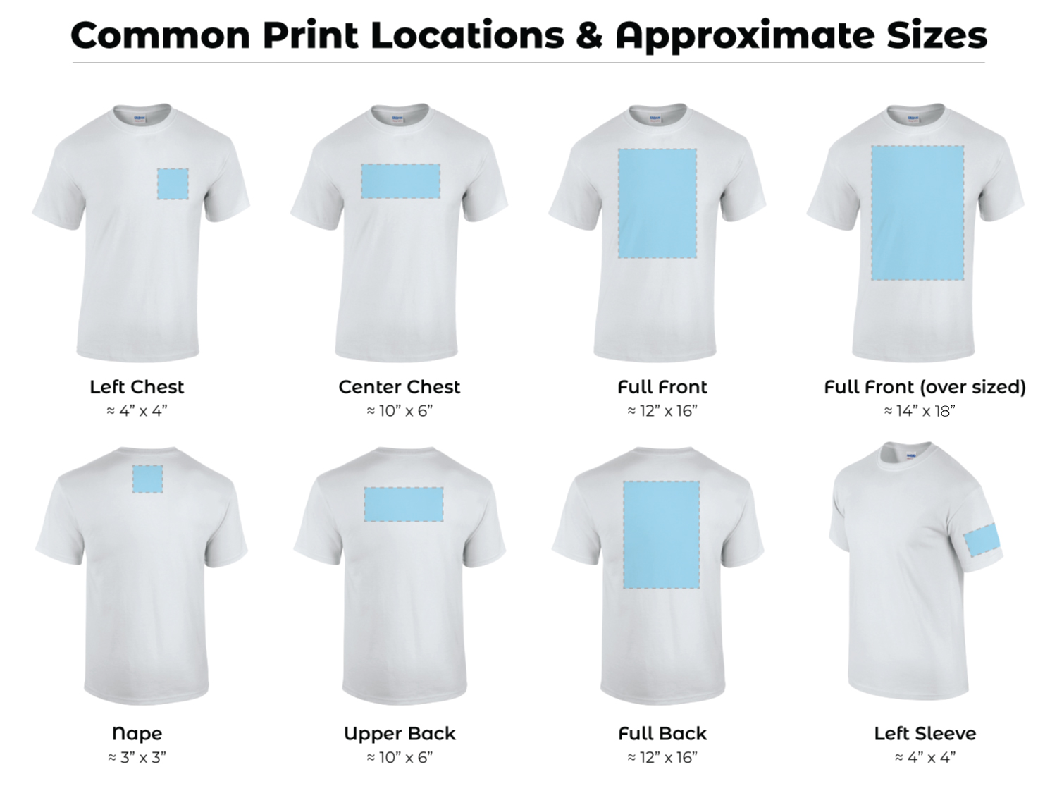 print locations for custom shirts